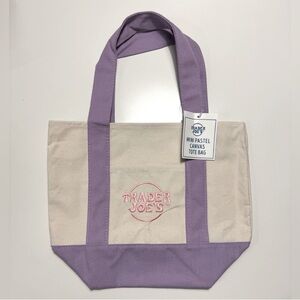 Purple and Cream Canvas Tote Bag
